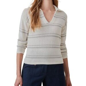 J. McLaughlin white and Gray V-Neck Sweater